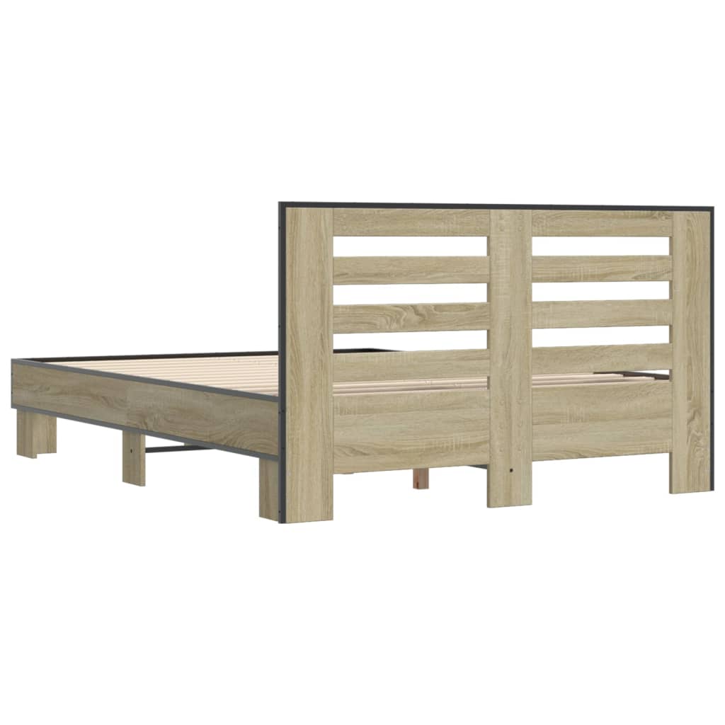 vidaXL Bed Frame | Sonoma oak | Engineered wood, metal, plywood | Double
