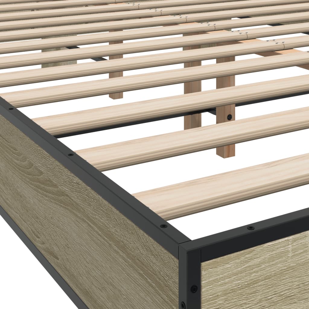vidaXL Bed Frame | Sonoma oak | Engineered wood, metal, plywood | Double