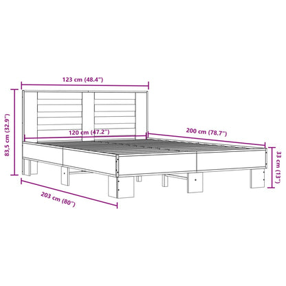 vidaXL Bed Frame | Sonoma oak | Engineered wood, metal, plywood | Double