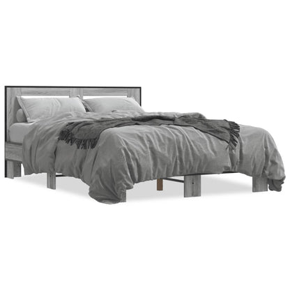 vidaXL Bed Frame | Grey Sonoma | Engineered wood, metal, plywood | Double
