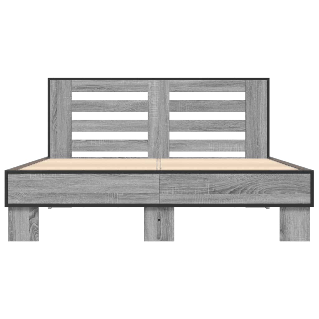 vidaXL Bed Frame | Grey Sonoma | Engineered wood, metal, plywood | Double