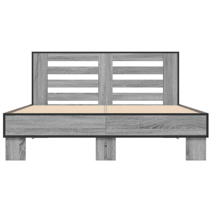 vidaXL Bed Frame | Grey Sonoma | Engineered wood, metal, plywood | Double