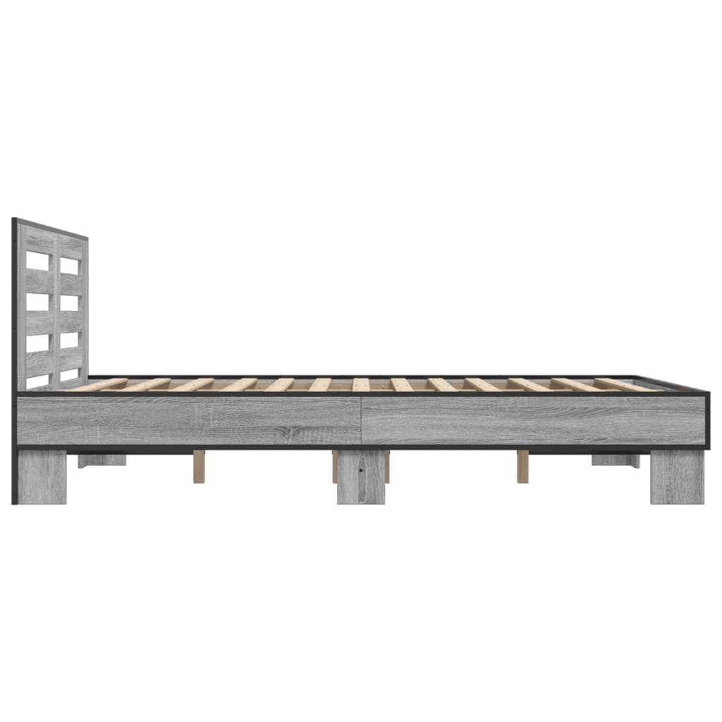 vidaXL Bed Frame | Grey Sonoma | Engineered wood, metal, plywood | Double