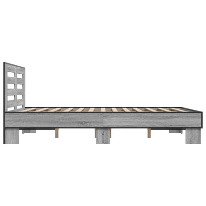 vidaXL Bed Frame | Grey Sonoma | Engineered wood, metal, plywood | Double