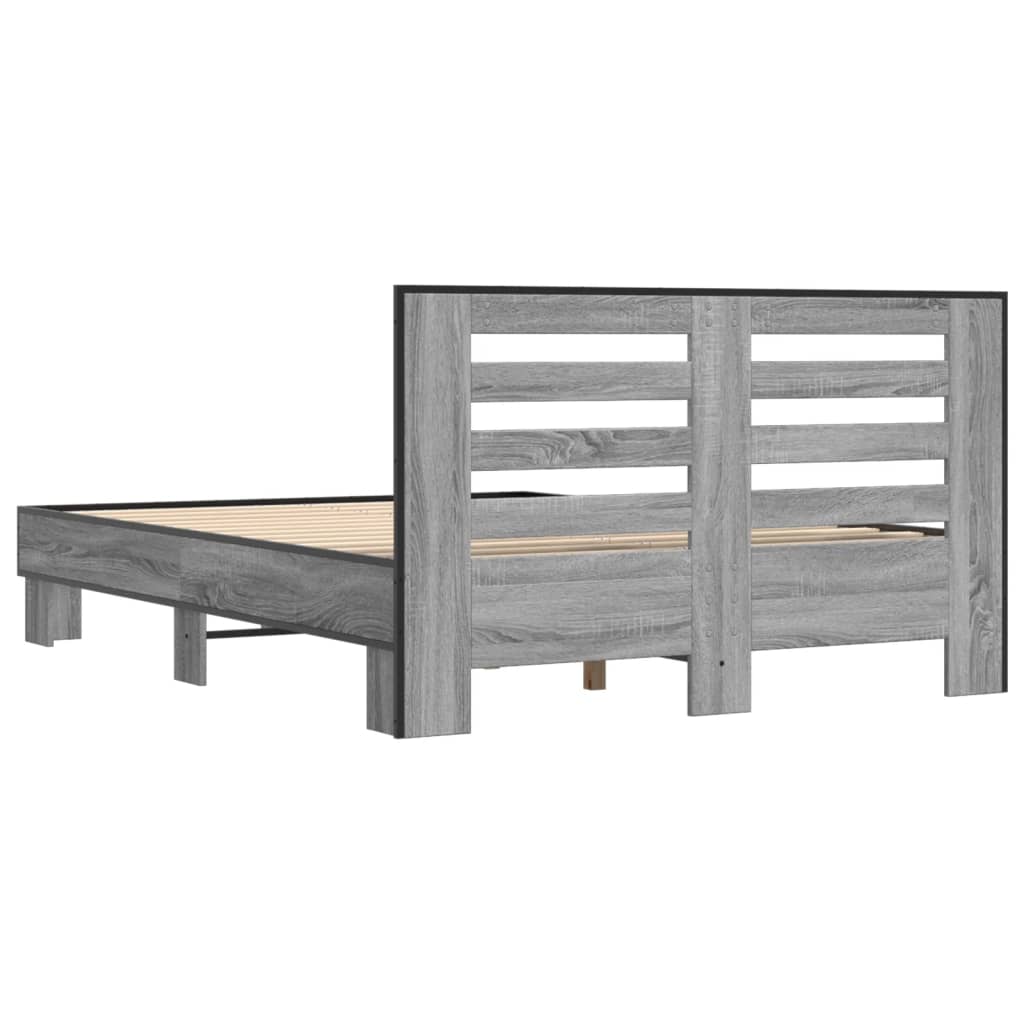 vidaXL Bed Frame | Grey Sonoma | Engineered wood, metal, plywood | Double