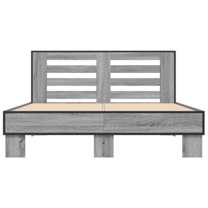vidaXL Bed Frame Grey Sonoma 140x190 cm Engineered Wood and Metal
