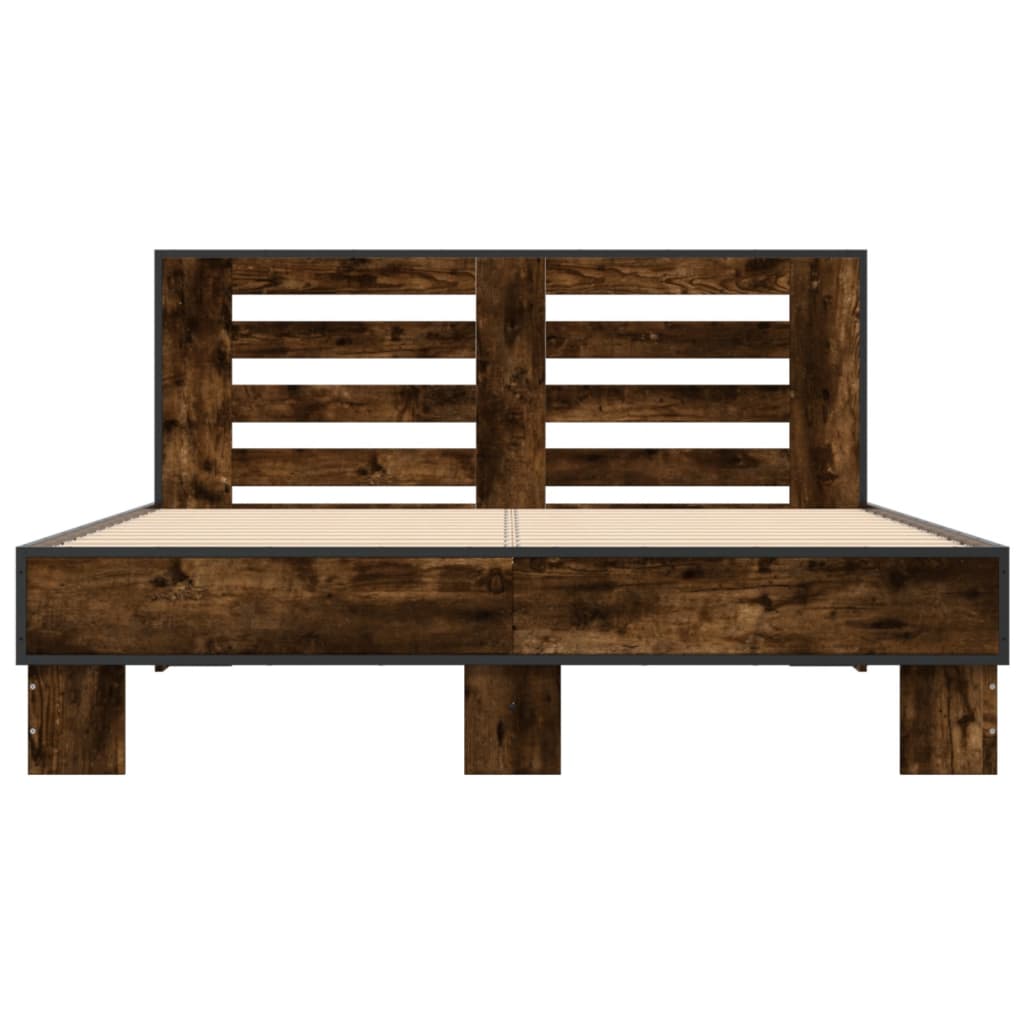 vidaXL Bed Frame without Mattress Smoked Oak 135x190 cm Double