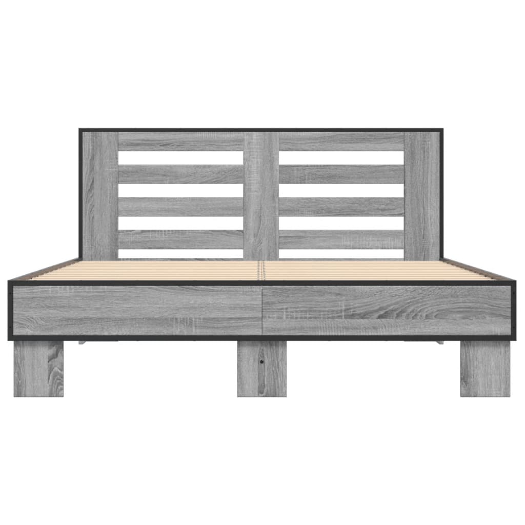 vidaXL Bed Frame without Mattress Grey Sonoma 135x190 cm Double