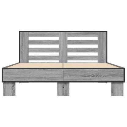 vidaXL Bed Frame without Mattress Grey Sonoma 135x190 cm Double