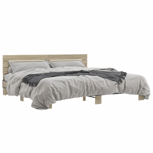vidaXL Bed Frame without Mattress Sonoma Oak 200x200 cm