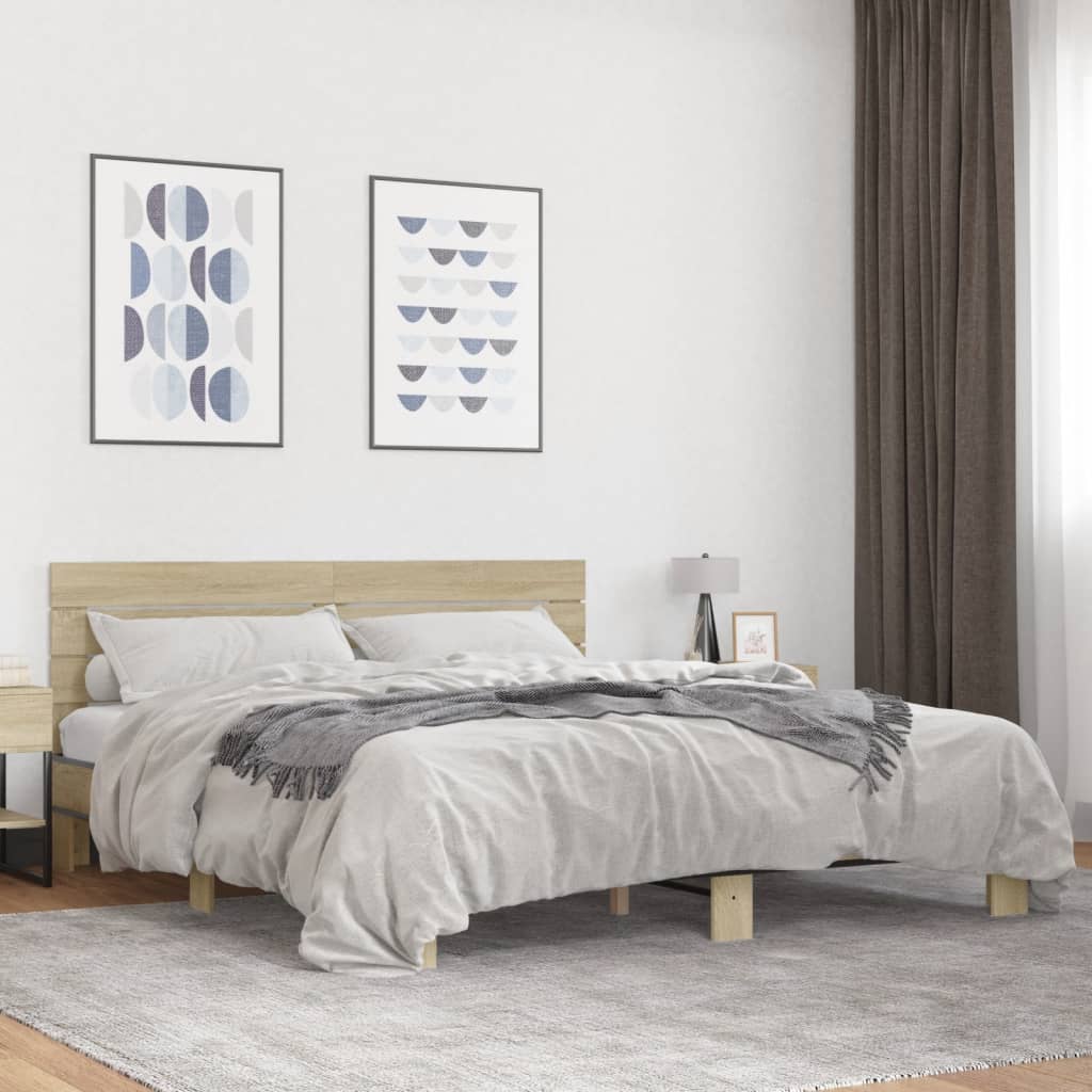vidaXL Bed Frame without Mattress Sonoma Oak 200x200 cm