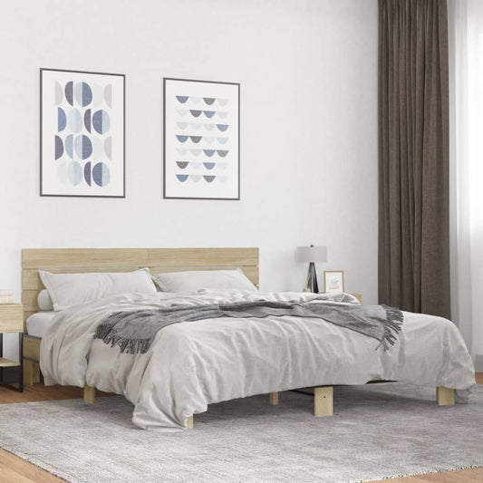 vidaXL Bed Frame without Mattress Sonoma Oak 200x200 cm