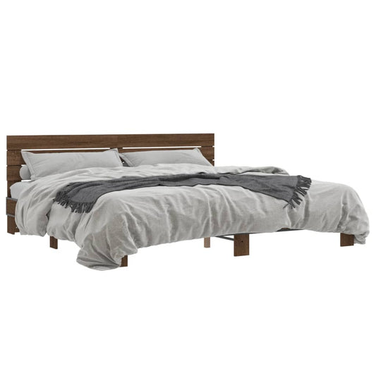 vidaXL Bed Frame without Mattress Brown Oak 200x200 cm