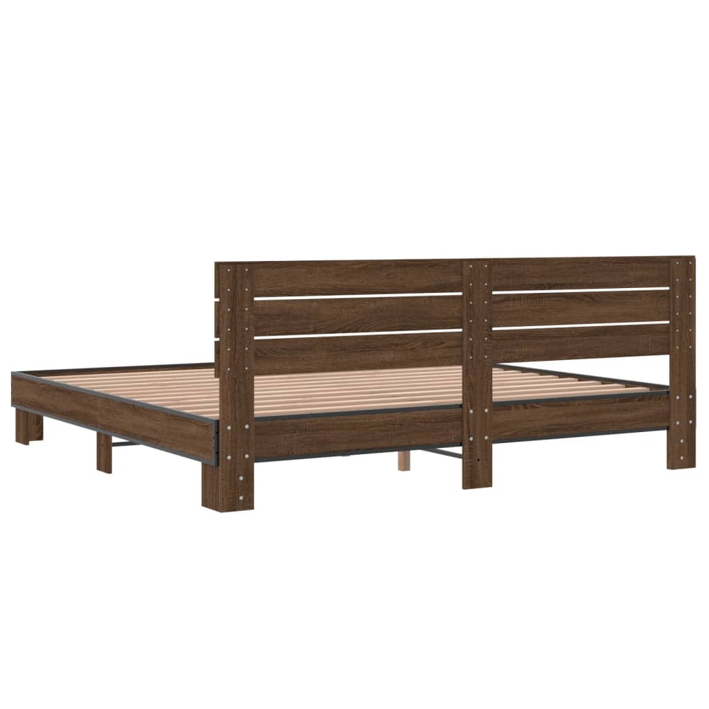 vidaXL Bed Frame without Mattress Brown Oak 200x200 cm