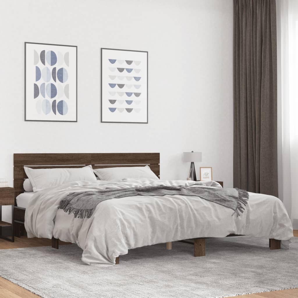 vidaXL Bed Frame without Mattress Brown Oak 200x200 cm