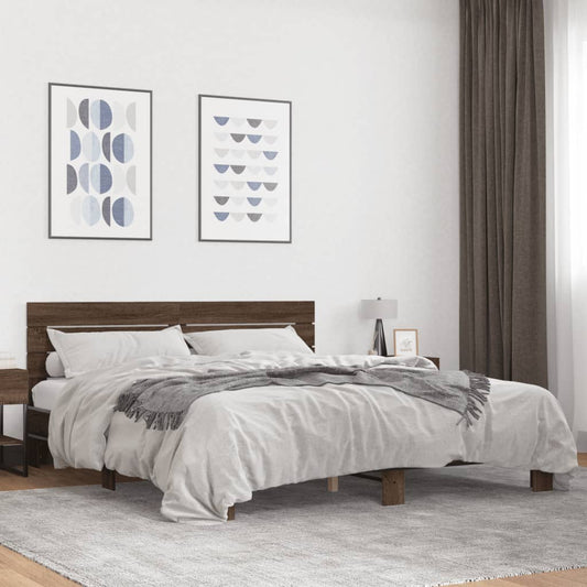 vidaXL Bed Frame without Mattress Brown Oak 200x200 cm