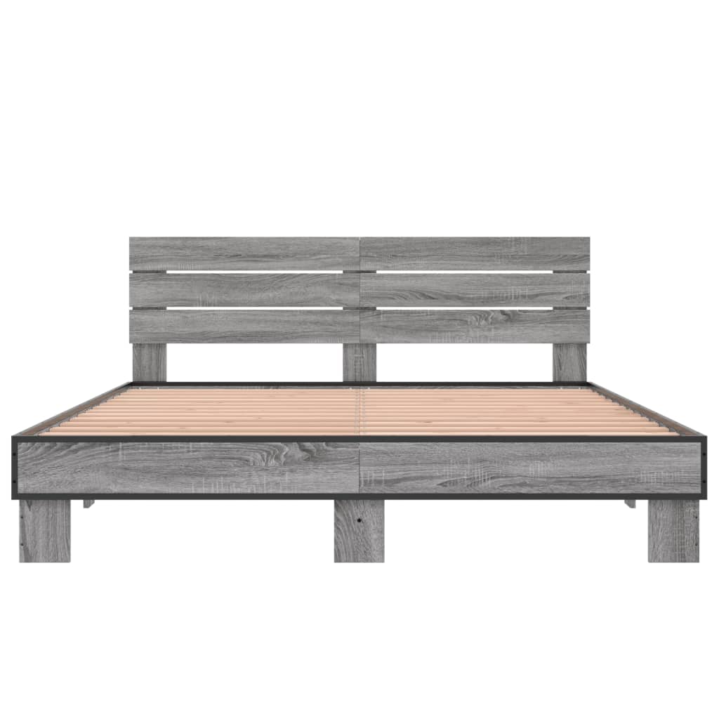 vidaXL Bed Frame without Mattress Grey Sonoma 150x200 cm King Size