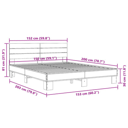 vidaXL Bed Frame without Mattress Grey Sonoma 150x200 cm King Size