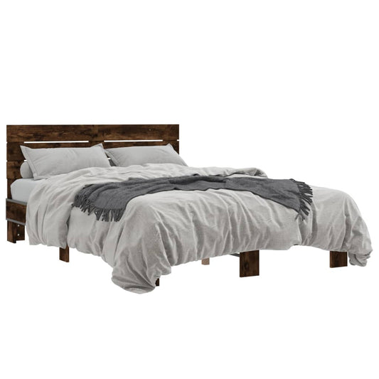 vidaXL Bed Frame without Mattress Smoked Oak 140x200 cm