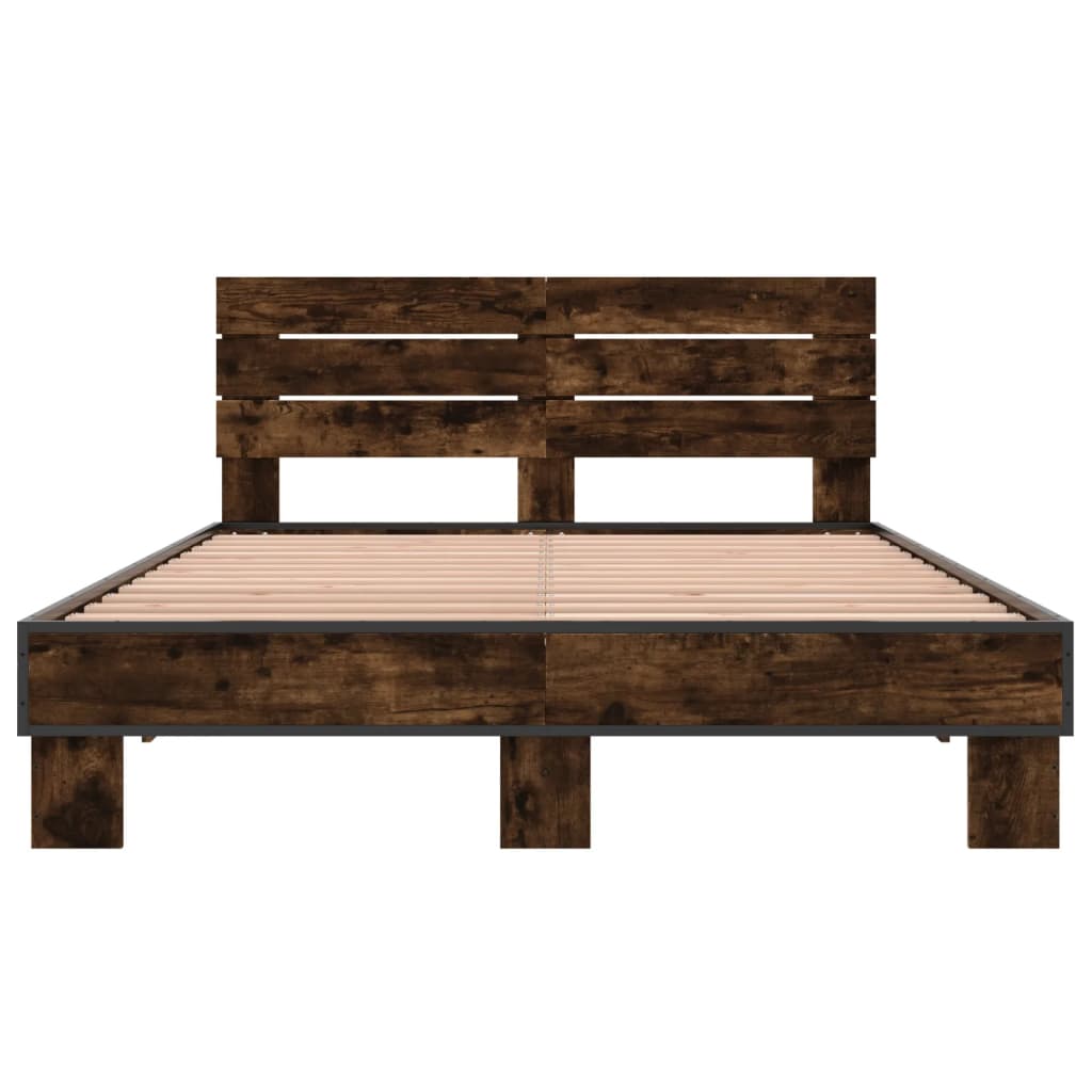 vidaXL Bed Frame without Mattress Smoked Oak 140x200 cm