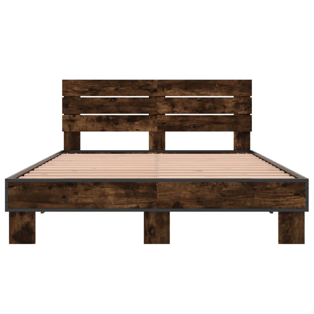 vidaXL Bed Frame without Mattress Smoked Oak 120x200 cm