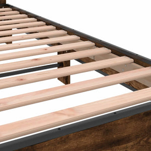 vidaXL Bed Frame Smoked Oak 140x190 cm Engineered Wood and Metal