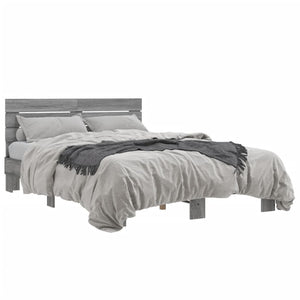 vidaXL Bed Frame Grey Sonoma 140x190 cm Engineered Wood and Metal