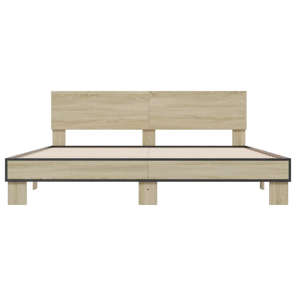 vidaXL Bed Frame | Sonoma Oak | Engineered wood, Metal | Double | Modern | Bed
