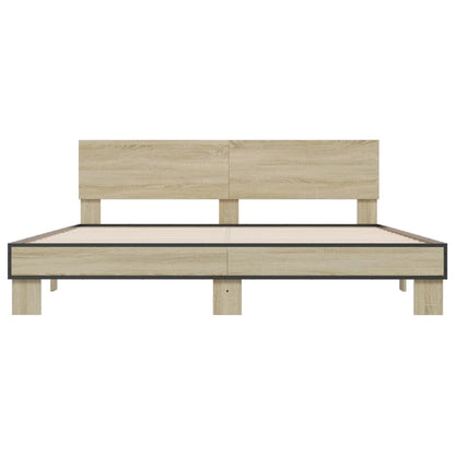 vidaXL Bed Frame | Sonoma Oak | Engineered wood, Metal | Double | Modern | Bed