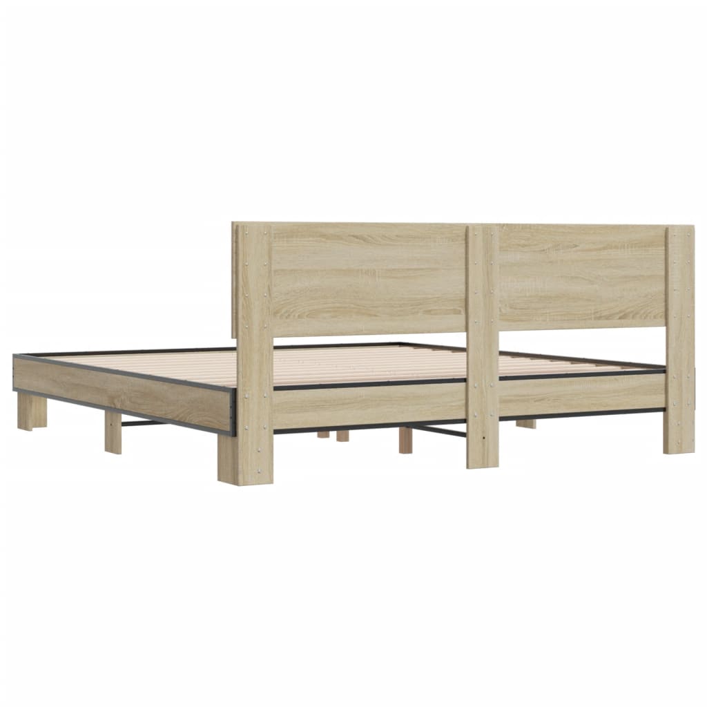 vidaXL Bed Frame | Sonoma Oak | Engineered wood, Metal | Double | Modern | Bed