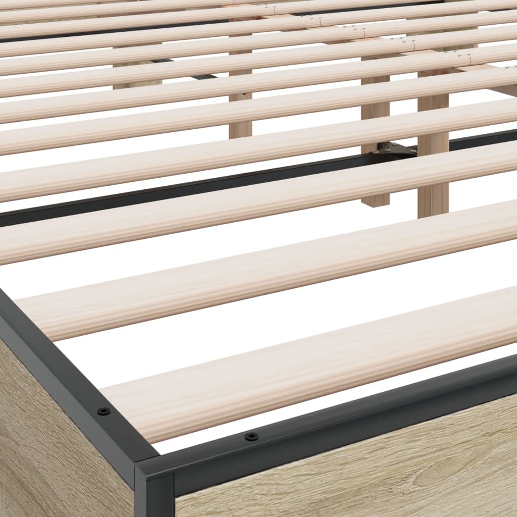 vidaXL Bed Frame | Sonoma Oak | Engineered wood, Metal | Double | Modern | Bed
