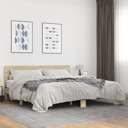 vidaXL Bed Frame | Sonoma Oak | Engineered wood, Metal | Double | Modern | Bed