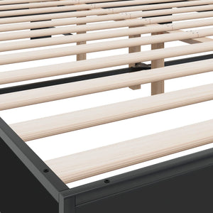 vidaXL Bed Frame Black 160x200 cm Engineered Wood and Metal