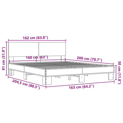 vidaXL Bed Frame | Sonoma Oak | Engineered Wood and Metal, Plywood Slats