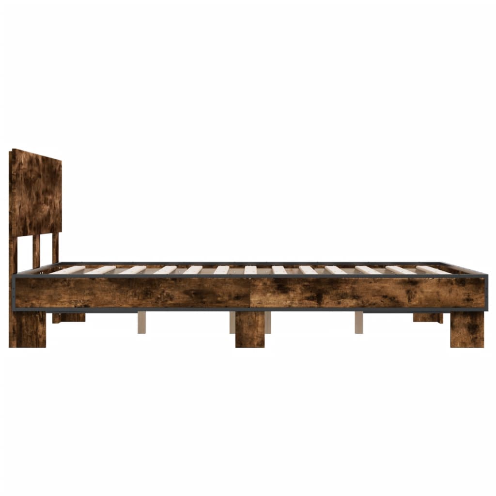 vidaXL Bed Frame | Smoked Oak | Engineered wood, metal, plywood