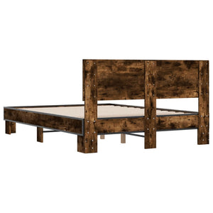 vidaXL Bed Frame Smoked Oak 140x200 cm Engineered Wood and Metal