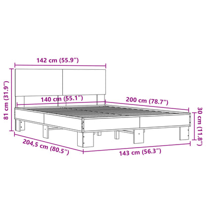 vidaXL Bed Frame | Smoked Oak | Engineered wood, metal, plywood