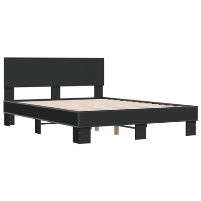 vidaXL Bed Frame | Black | Engineered wood, Metal | Double | Durable | Bed Frame