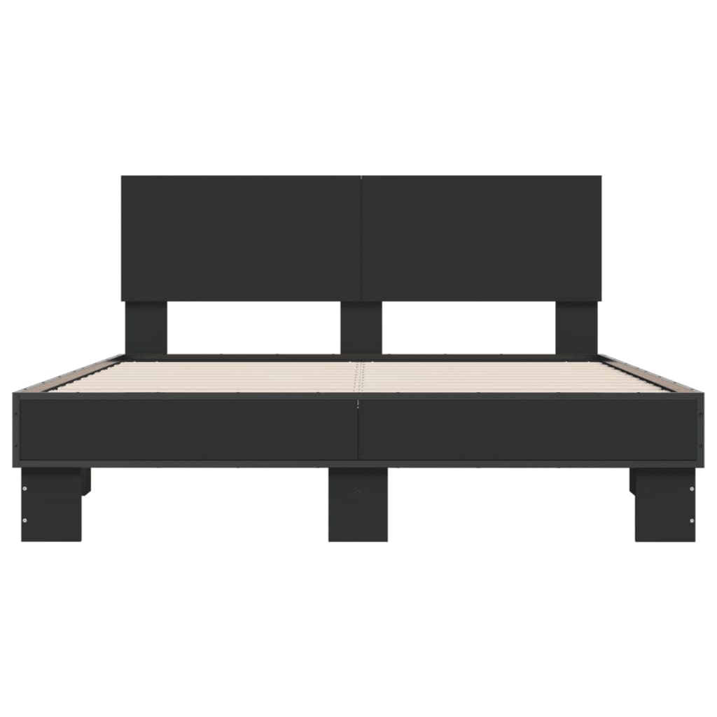 vidaXL Bed Frame | Black | Engineered wood, Metal | Double | Durable | Bed Frame