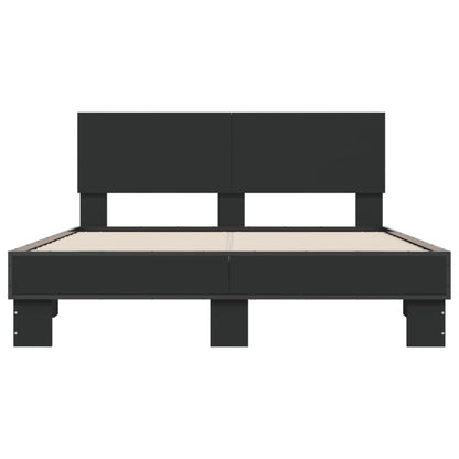 vidaXL Bed Frame | Black | Engineered wood, Metal | Double | Durable | Bed Frame