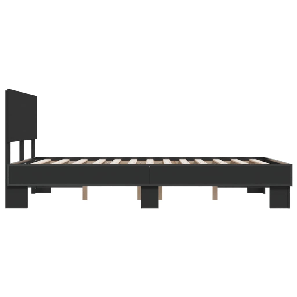 vidaXL Bed Frame | Black | Engineered wood, Metal | Double | Durable | Bed Frame