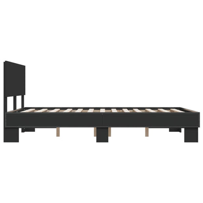 vidaXL Bed Frame | Black | Engineered wood, Metal | Double | Durable | Bed Frame