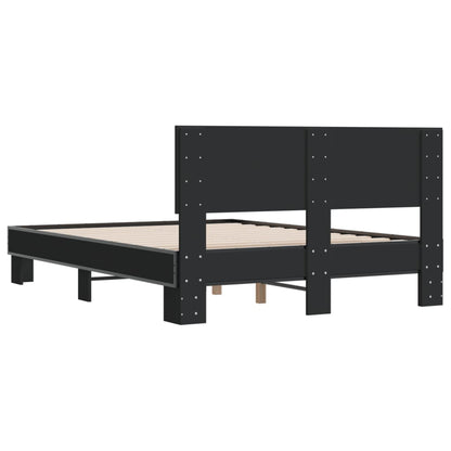 vidaXL Bed Frame | Black | Engineered wood, Metal | Double | Durable | Bed Frame