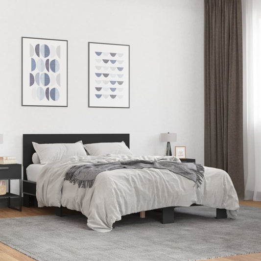 vidaXL Bed Frame | Black | Engineered wood, Metal | Double | Durable | Bed Frame