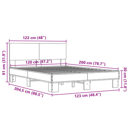 vidaXL Bed Frame without Mattress Smoked Oak 120x200 cm