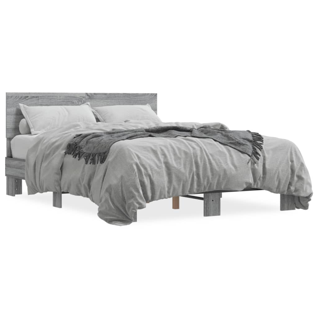 vidaXL Bed Frame without Mattress Grey Sonoma 120x200 cm