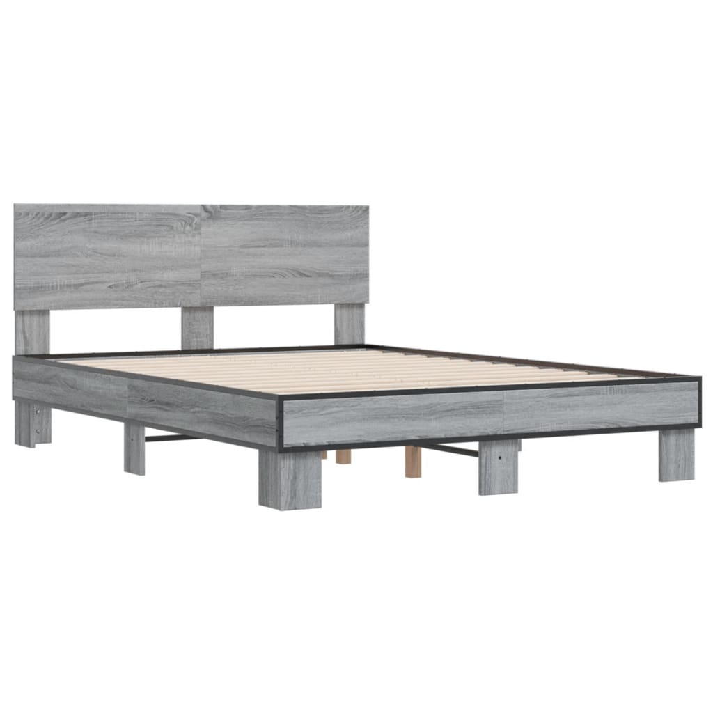 vidaXL Bed Frame without Mattress Grey Sonoma 120x200 cm