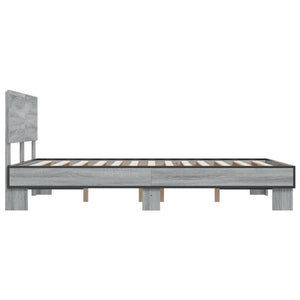 vidaXL Bed Frame Grey Sonoma 120x200 cm Engineered Wood and Metal