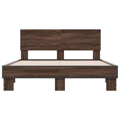 vidaXL Bed Frame | Brown Oak | Engineered wood, metal, plywood | Double
