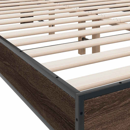 vidaXL Bed Frame | Brown Oak | Engineered wood, metal, plywood | Double